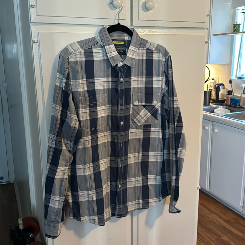 Blue and White Plaid shirt – American rag